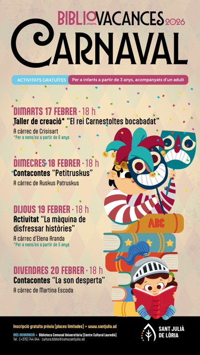 Biblio vancances carnaval Sant Juli&agrave; de L&ograve;ria