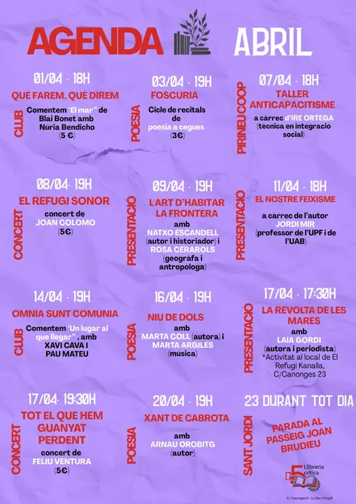 Agenda ABRIL el Refugi