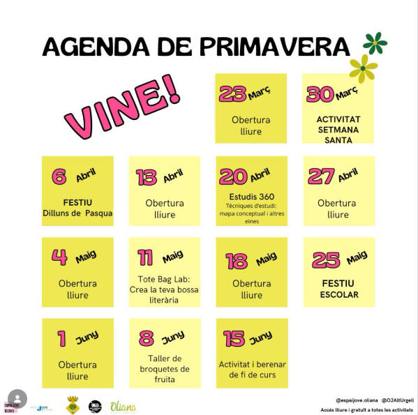 Agenda Primavera Oliana