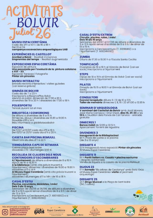 Activitats JULIOL 2026 BOLVIR